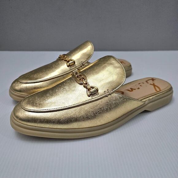 NEW Sam Edelman Kira Mule Women 10.5 Metallic Gold Leather Horsebit Flat Loafer - Picture 12 of 12